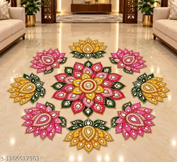 MDF_Wooden_Rangoli_for_diwali_,festival_,mandir,pooja_,home_#rangoli_#home_#office_#cafe_#resturant_#living_room_#entrance_#hall_#diwali_gift_set_9_(1_big_8_inch,_8_small_3_inch)