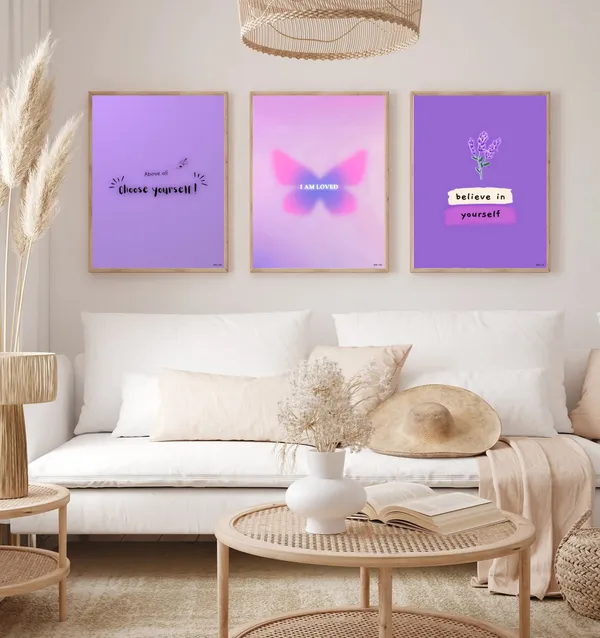 Purple_Pinteresty_Aesthetic_Wall_Art_Set_Motivational_Quotes_Canvas_Frames_Set_Of_3_|_Modern_Girls_Room_Decor,_Nursery_&_Bedroom_Wall_Posters_|_A4_Size_Framed_Paintings_For_Home_Office_Decoration