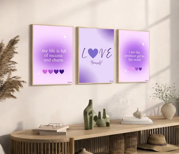 Purple_Pinteresty_Aesthetic_Wall_Art_Set_Motivational_Quotes_Canvas_Frames_Set_Of_3_|_Modern_Girls_Room_Decor,_Nursery_&_Bedroom_Wall_Posters_|_A4_Size_Framed_Paintings_For_Home_Office_Decoration