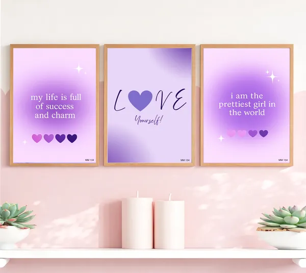 Purple_Pinteresty_Aesthetic_Wall_Art_Set_Motivational_Quotes_Canvas_Frames_Set_Of_3_|_Modern_Girls_Room_Decor,_Nursery_&_Bedroom_Wall_Posters_|_A4_Size_Framed_Paintings_For_Home_Office_Decoration