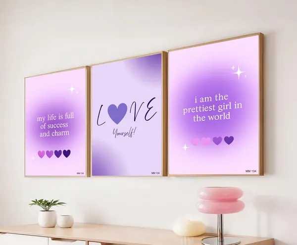 Purple_Pinteresty_Aesthetic_Wall_Art_Set_Motivational_Quotes_Canvas_Frames_Set_Of_3_|_Modern_Girls_Room_Decor,_Nursery_&_Bedroom_Wall_Posters_|_A4_Size_Framed_Paintings_For_Home_Office_Decoration