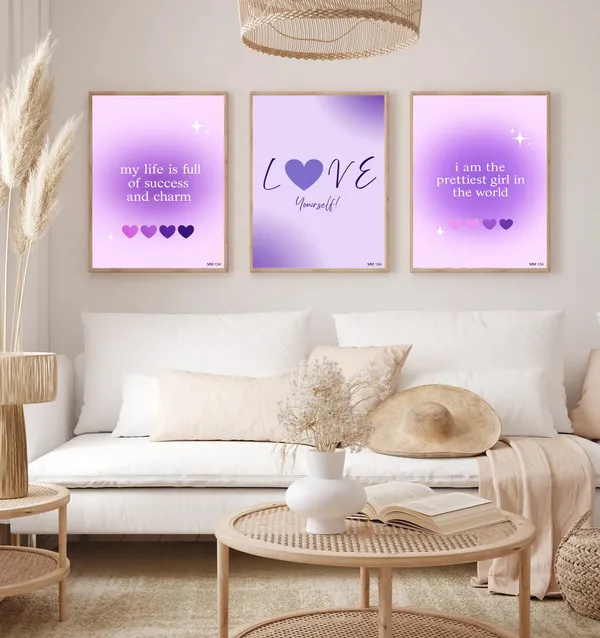 Purple_Pinteresty_Aesthetic_Wall_Art_Set_Motivational_Quotes_Canvas_Frames_Set_Of_3_|_Modern_Girls_Room_Decor,_Nursery_&_Bedroom_Wall_Posters_|_A4_Size_Framed_Paintings_For_Home_Office_Decoration