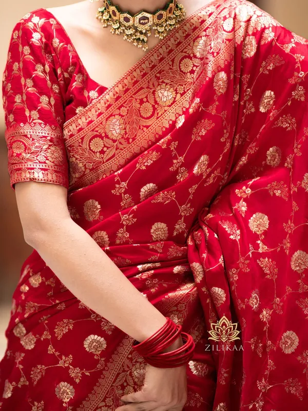 Banarasi_Soft_Silk_RED_Premium-Fancy_Saree_With_Blouse_For_Women