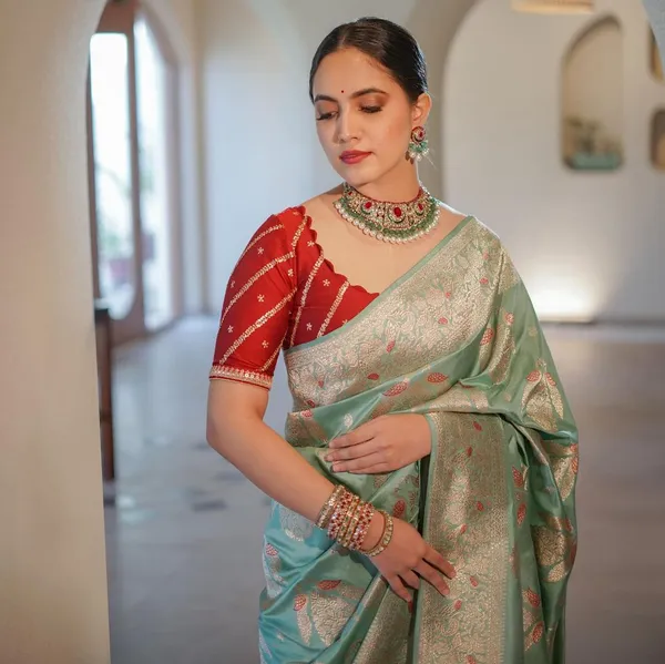 Banarasi_Soft_Silk_SEA-GREEN_Premium-Fancy_Saree_With_Blouse_For_Women