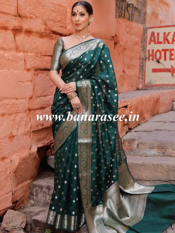 Banarasi_Soft_Silk_GREEN_Premium-Fancy_Saree_With_Blouse_For_Women