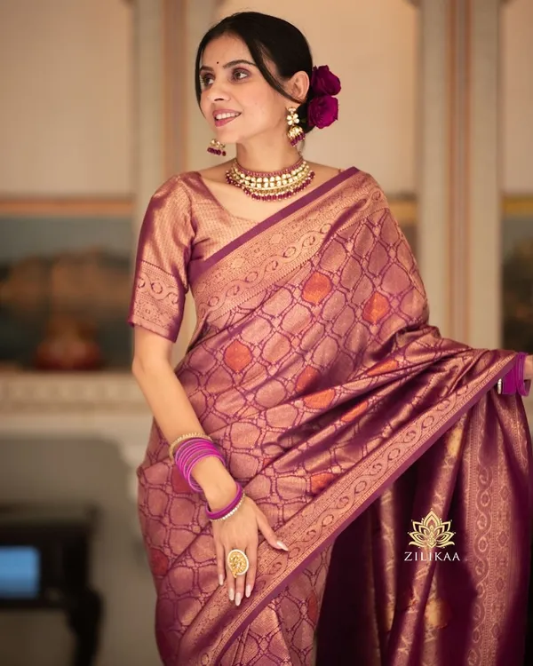 Banarasi_Soft_Silk_WINE_Premium-Fancy_Saree_With_Blouse_For_Women