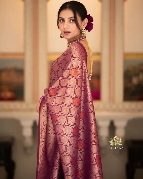 Banarasi_Soft_Silk_WINE_Premium-Fancy_Saree_With_Blouse_For_Women
