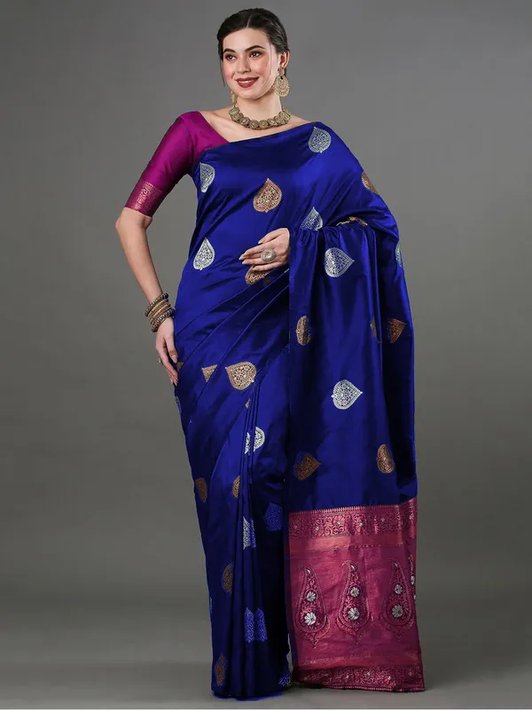 Banarasi_Soft_Silk_BLUE_Premium-Fancy_Saree_With_Blouse_For_Women