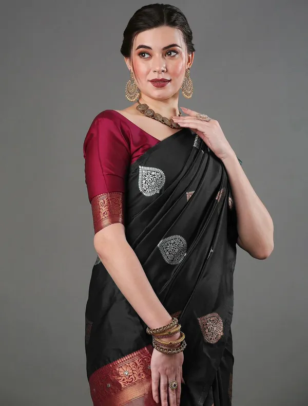Banarasi_Soft_Silk_BLACK_Premium-Fancy_Saree_With_Blouse_For_Women