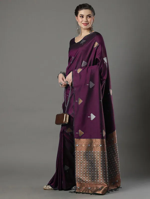 Banarasi_Soft_Silk_WINE_Premium-Fancy_Saree_With_Blouse_For_Women