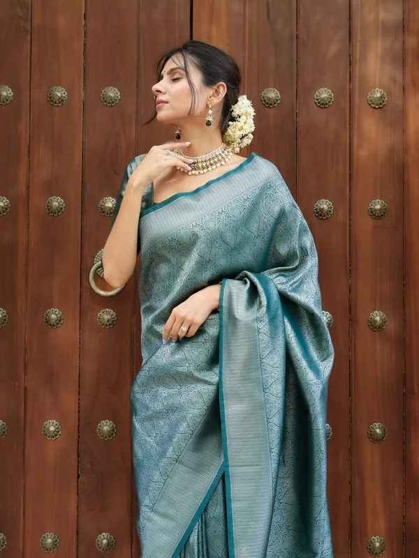Banarasi_Soft_Silk_BOTTLE-GREEN_Premium-Fancy_Saree_With_Blouse_For_Women
