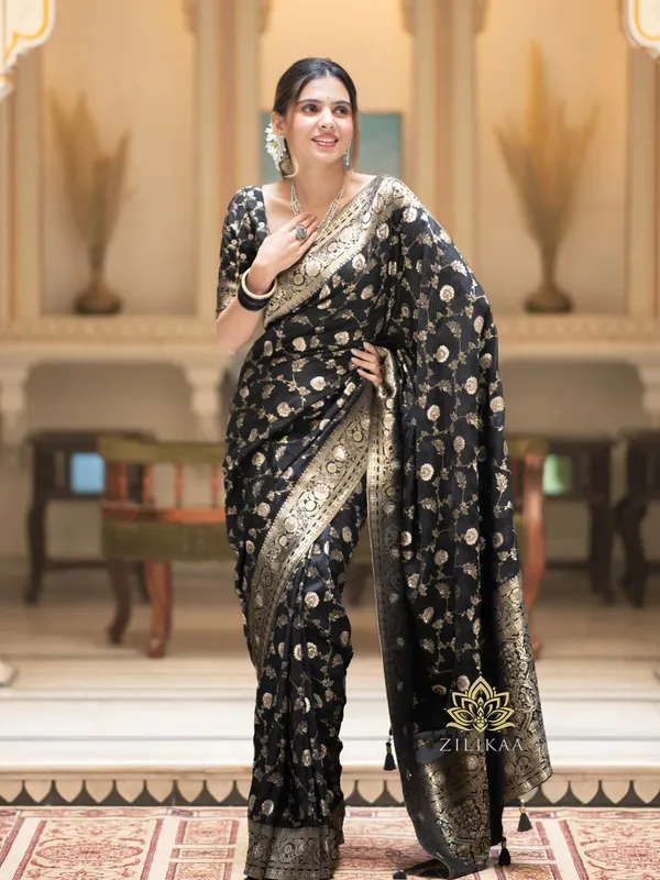 Banarasi_Soft_Silk_BLACK_Premium-Fancy_Saree_With_Blouse_For_Women