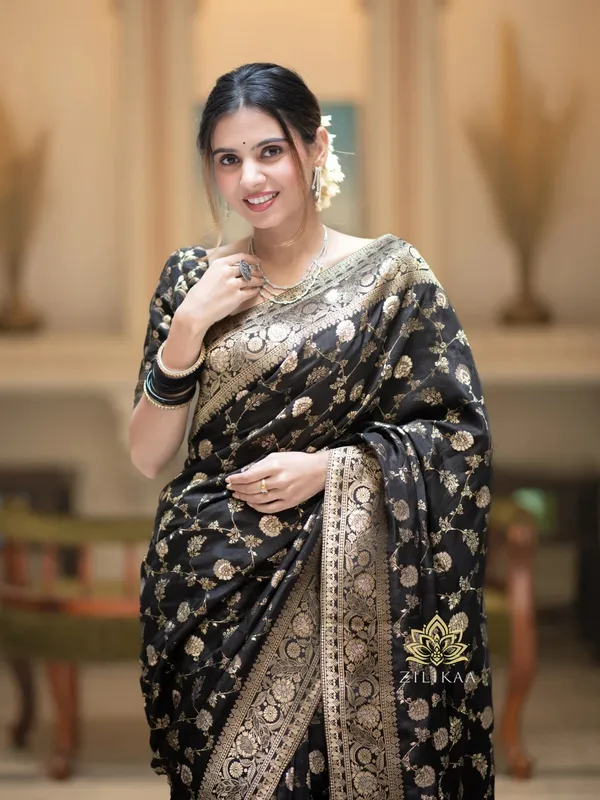 Banarasi_Soft_Silk_BLACK_Premium-Fancy_Saree_With_Blouse_For_Women