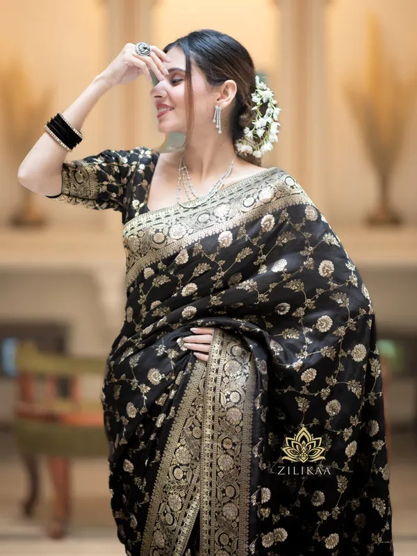 Banarasi_Soft_Silk_BLACK_Premium-Fancy_Saree_With_Blouse_For_Women