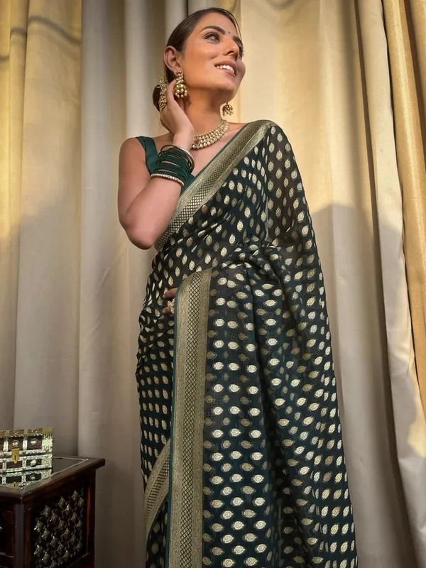 Banarasi_Soft_Silk_GREEN_Premium-Fancy_Saree_With_Blouse_For_Women