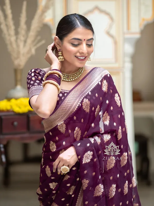 Banarasi_Soft_Silk_WINE_Premium-Fancy_Saree_With_Blouse_For_Women