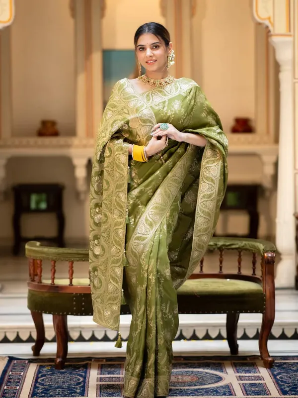 Banarasi_Soft_Silk_DARK-MEHNDI_Premium-Fancy_Saree_With_Blouse_For_Women