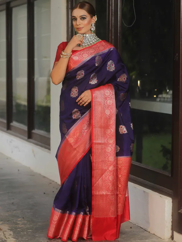 Banarasi_Soft_Silk_BLUE-RED_Premium-Fancy_Saree_With_Blouse_For_Women