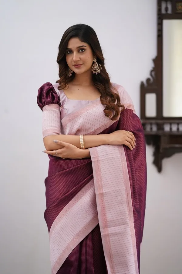 Banarasi_Soft_Silk_WINE-OFF-WHITE_Premium-Fancy_Saree_With_Blouse_For_Women