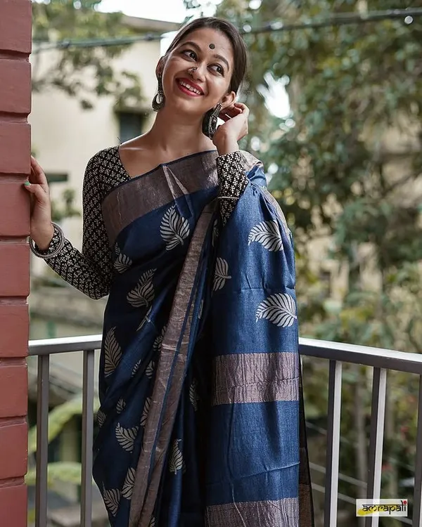 Pure_Soft_Cotton_BLUE_Premium-Fancy_Saree_With_Blouse_For_Women