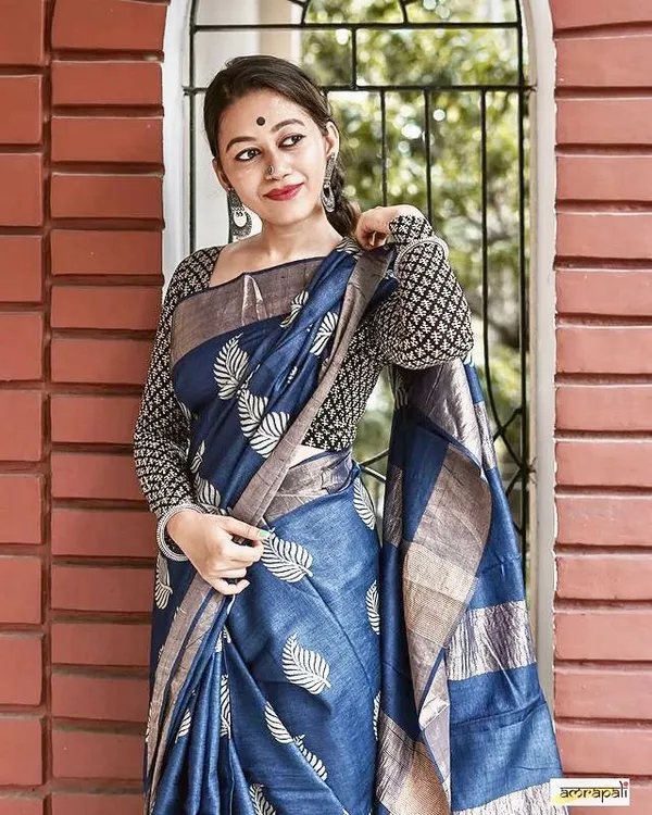 Pure_Soft_Cotton_BLUE_Premium-Fancy_Saree_With_Blouse_For_Women