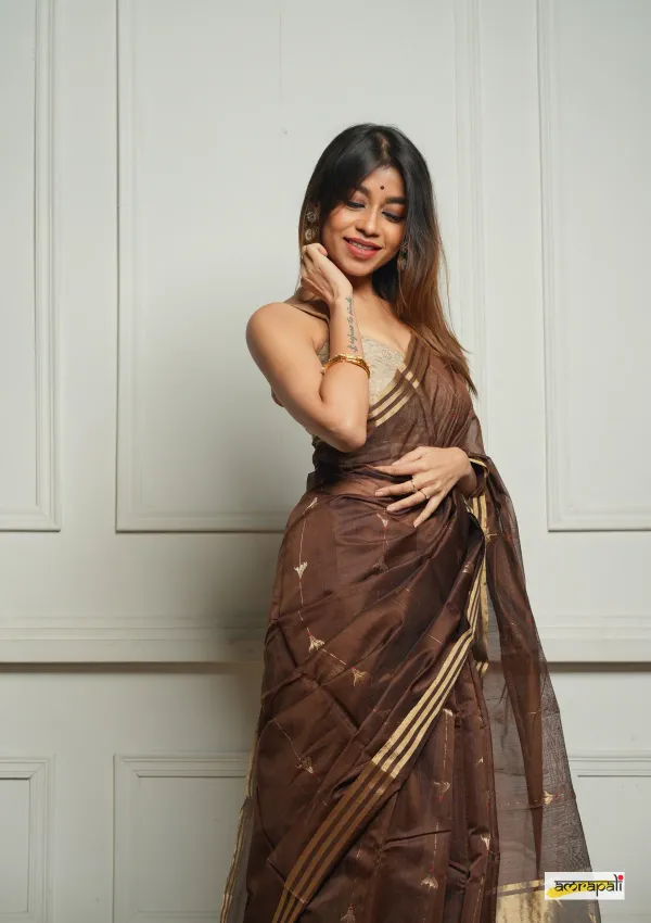 Pure_Soft_Cotton_COFFEE_Premium-Fancy_Saree_With_Blouse_For_Women