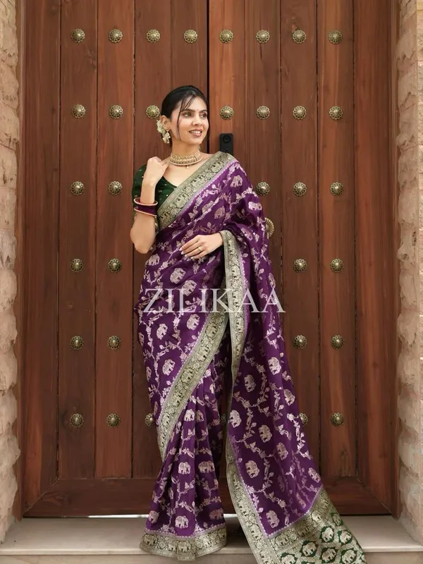 Banarasi_Soft_Silk_WINE-GREEN_Premium-Fancy_Saree_With_Blouse_For_Women