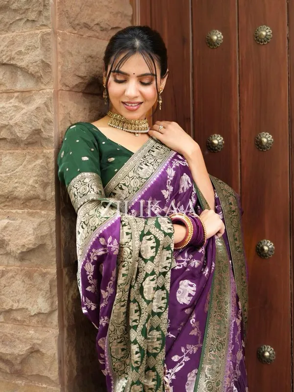 Banarasi_Soft_Silk_WINE-GREEN_Premium-Fancy_Saree_With_Blouse_For_Women