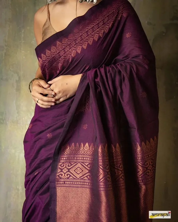 Banarasi_Soft_Silk_WINE_Premium-Fancy_Saree_With_Blouse_For_Women