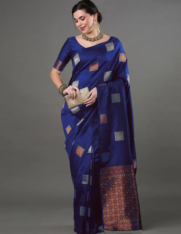 Banarasi_Soft_Silk_BLUE_Premium-Fancy_Saree_With_Blouse_For_Women