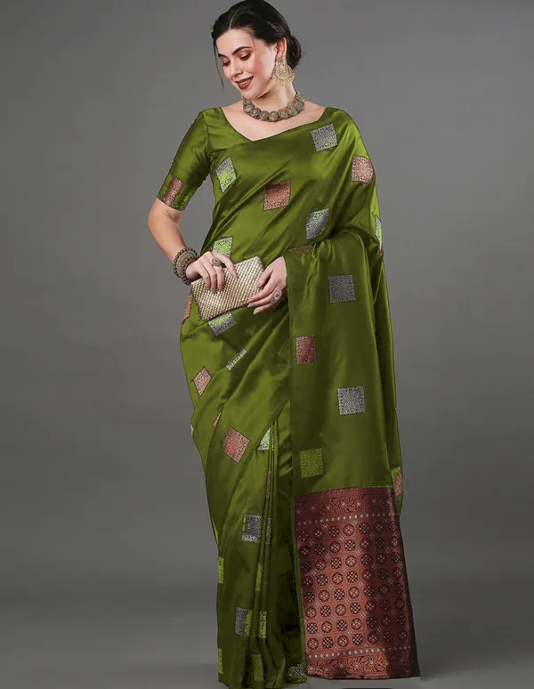 Banarasi_Soft_Silk_MAHENDI_Premium-Fancy_Saree_With_Blouse_For_Women