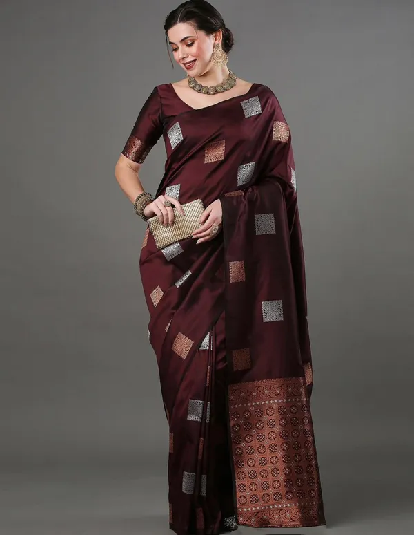 Banarasi_Soft_Silk_WINE_Premium-Fancy_Saree_With_Blouse_For_Women