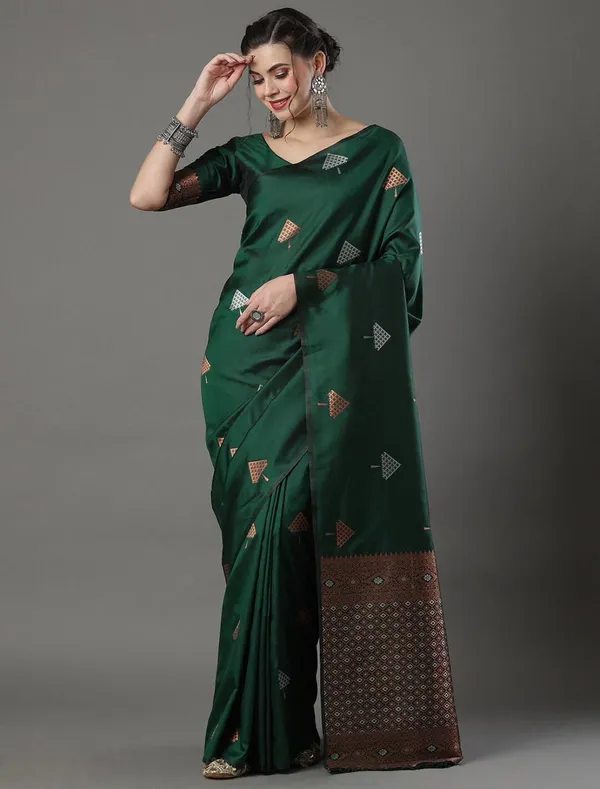 Banarasi_Soft_Silk_GREEN_Premium-Fancy_Saree_With_Blouse_For_Women