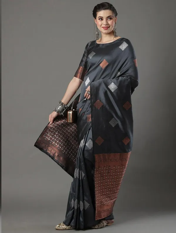 Banarasi_Soft_Silk_GREY_Premium-Fancy_Saree_With_Blouse_For_Women