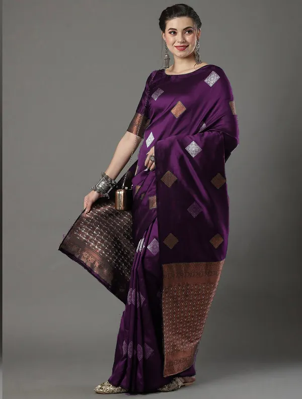 Banarasi_Soft_Silk_WINE_Premium-Fancy_Saree_With_Blouse_For_Women