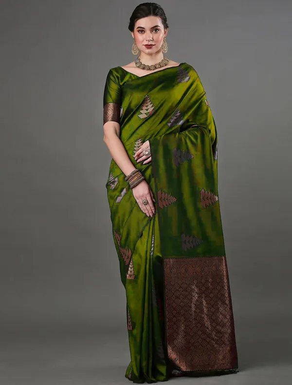 Banarasi_Soft_Silk_MAHENDI_Premium-Fancy_Saree_With_Blouse_For_Women