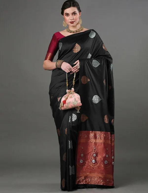 Banarasi_Soft_Silk_BLACK_Premium-Fancy_Saree_With_Blouse_For_Women