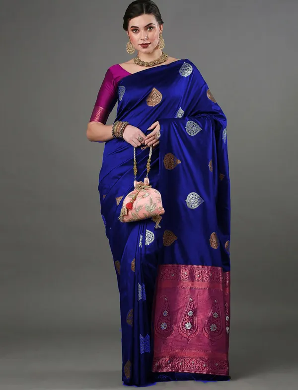 Banarasi_Soft_Silk_BLUE_Premium-Fancy_Saree_With_Blouse_For_Women