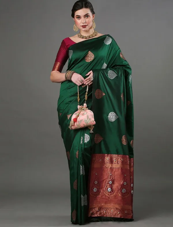 Banarasi_Soft_Silk_GREEN_Premium-Fancy_Saree_With_Blouse_For_Women
