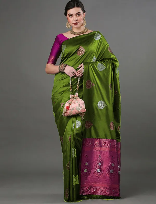 Banarasi_Soft_Silk_MAHENDI_Premium-Fancy_Saree_With_Blouse_For_Women