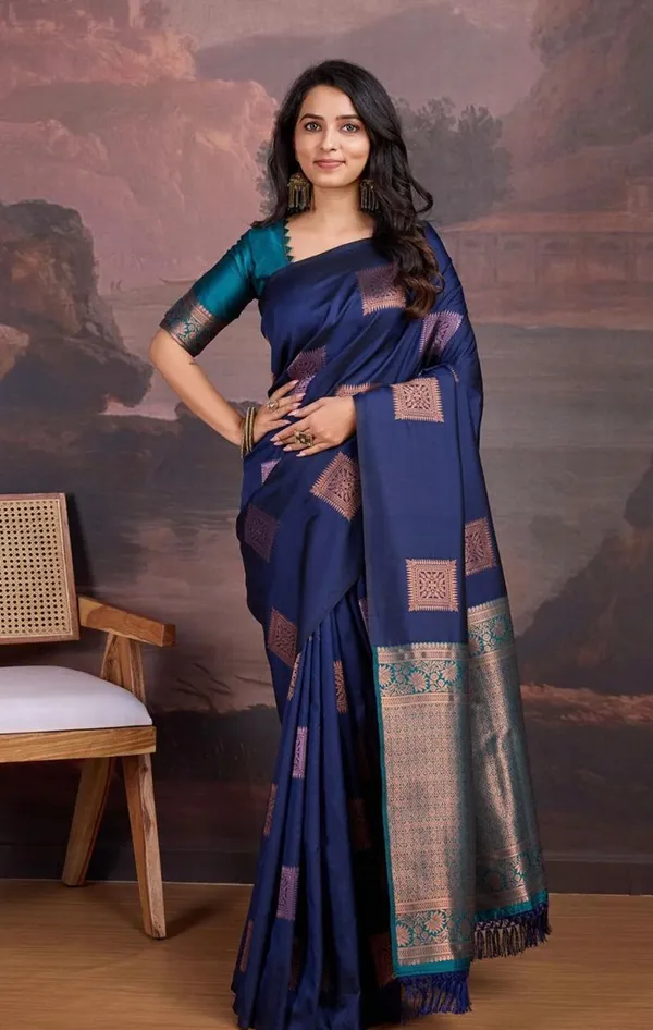 Banarasi_Soft_Silk_NAVY-BLUE_Premium-Fancy_Saree_With_Blouse_For_Women
