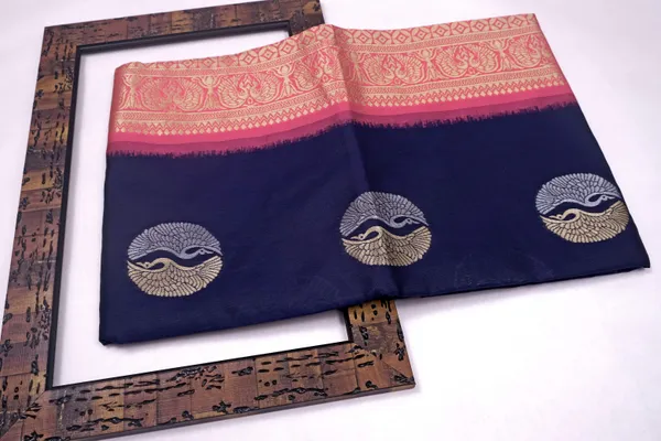 Banarasi_Soft_Silk_NAVY-BLUE-GAJARI_Premium-Fancy_Saree_With_Blouse_For_Women