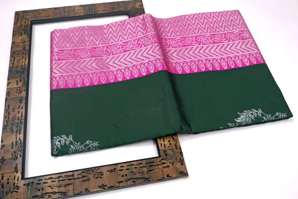 Banarasi_Soft_Silk_BOTTLE-GREEN--RANI_Premium-Fancy_Saree_With_Blouse_For_Women