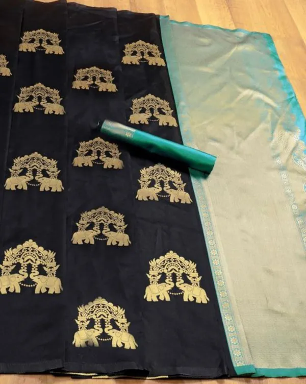 Banarasi_Soft_Silk_BLACK-RAMA_Premium-Fancy_Saree_With_Blouse_For_Women