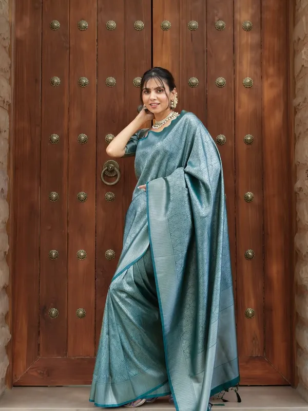 Banarasi_Soft_Silk_BOTTLE-GREEN_Premium-Fancy_Saree_With_Blouse_For_Women