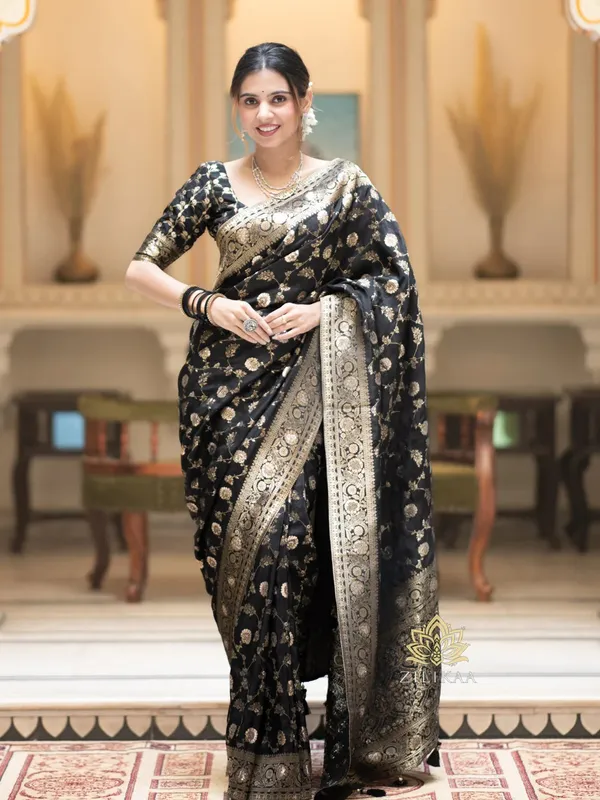 Banarasi_Soft_Silk_BLACK_Premium-Fancy_Saree_With_Blouse_For_Women