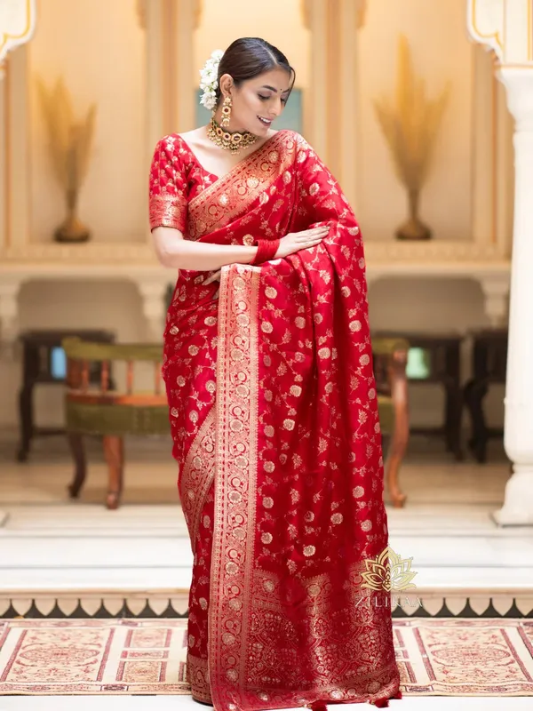 Banarasi_Soft_Silk_RED_Premium-Fancy_Saree_With_Blouse_For_Women