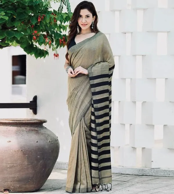 Pure_Soft_Cotton_BLACK_Premium-Fancy_Saree_With_Blouse_For_Women