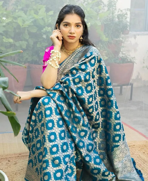 Banarasi_Soft_Silk_DARK-SKY_Premium-Fancy_Saree_With_Blouse_For_Women