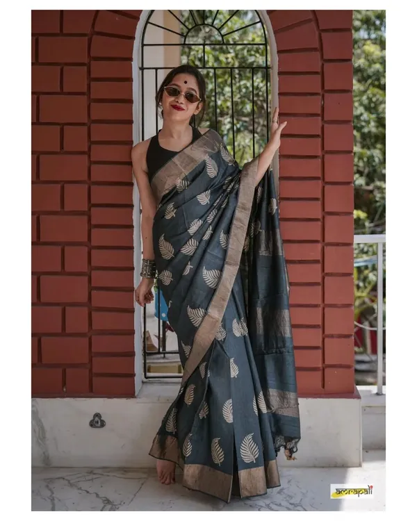 Pure_Soft_Cotton_BLACK_Premium-Fancy_Saree_With_Blouse_For_Women